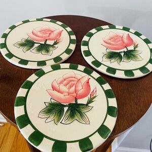 Three Vintage Trivets with Rose, Vintage Kitchenwares, Vintage Floral Trivets